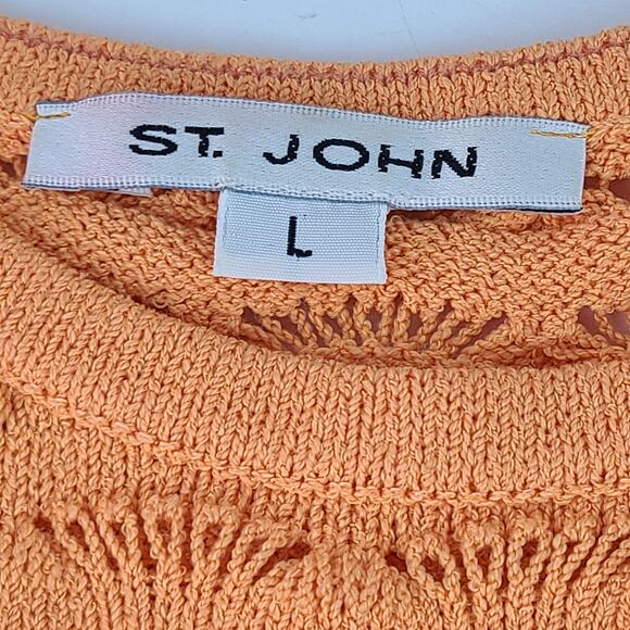 St. John orange knit shell sleeveless scoop neck sweater large - Picture 2 of 6